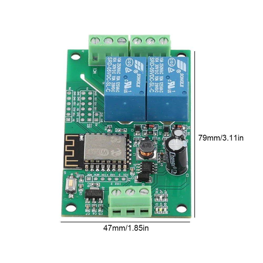 ESP8266 WIFI Relay Board Dual Channel ESP-12F Development Board DC 5V 10A Wireless Smart Relay Module Based on Arduino