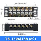 Dual Row Strip Screw Terminal Block Fixed Wiring Board Wire Connector TB-1503/TB-1506 15A TB-2503/TB2506 25A
