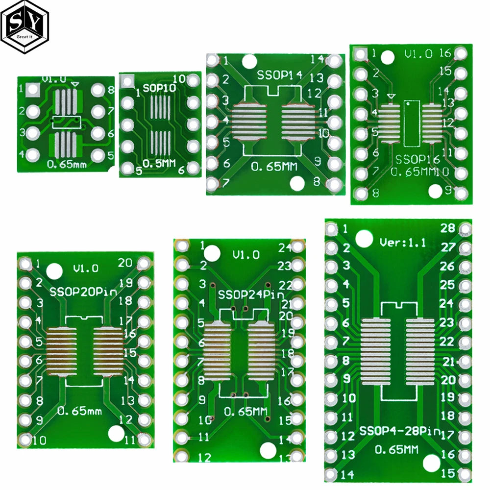 10PCS PCB Board Kit SMD Turn To DIP Adapter Converter Plate SOP MSOP SSOP TSSOP SOT23 8 10 14 16 20 28 SMT To DIP