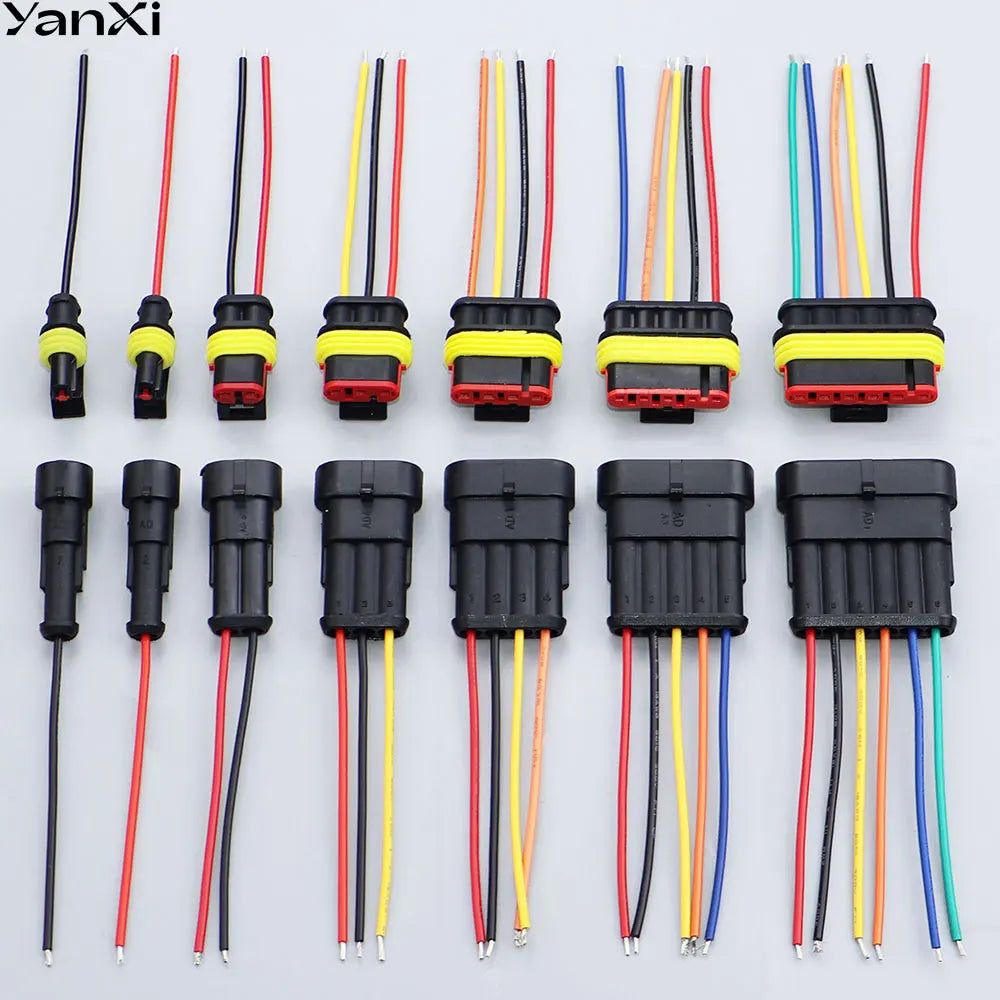 YanXi AMP 1/2/3/4/5/6 Pin Way Waterproof Electrical Auto Connector Male Female Plug with Wire Cable Harness For Car Motorcycle