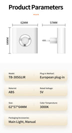 220V Led Night Light with EU Socket Motion Sensor Plug into Wall Lamp Warm White Ambient Light for Toilet Staircase Bedroom