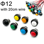 5/20PCS 12mm Momentary Push Button Switch ON OFF PBS-33B Self Reset Mini Round Switch With Wire 2Pin 1A DC12V