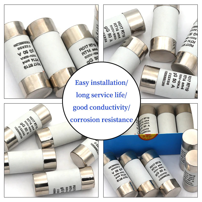 Stlxy 5/10/20Pcs 22*58mm(RO17) Fast blow Ceramic Fuse 500V RO17-40A 50A 63A 80A 100A 125A RT18 RT14 Base
