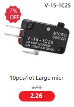 V-15 V-151 V-152 V-153 V-154 V-155 V-156-1C25 Micro Switch 16A 250VAC SPDT Momentary Travel Limit Switch 1NO1NC Lever Roller