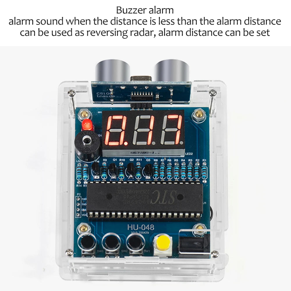 DIY Ultrasonic Rangefinder Kit 0-4M Distance Measuring Car Reverse Radar Alarm 51 Single Chip STC Electronic Welding Parts