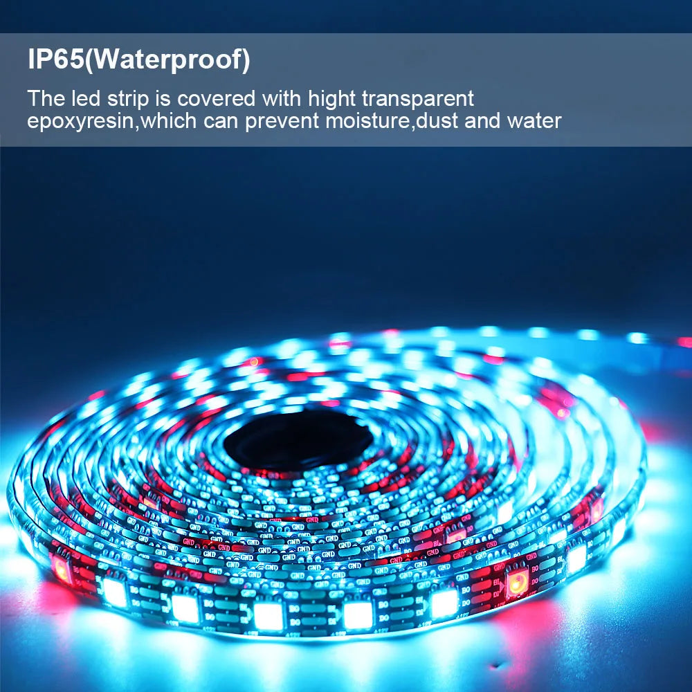 WS2811 WS2812B WS2813 WS2815 5050RGBIC Smart LED Strip Lights Individually Addressable IC  30/60/144Pixels/Leds/m Light DC5V/12V