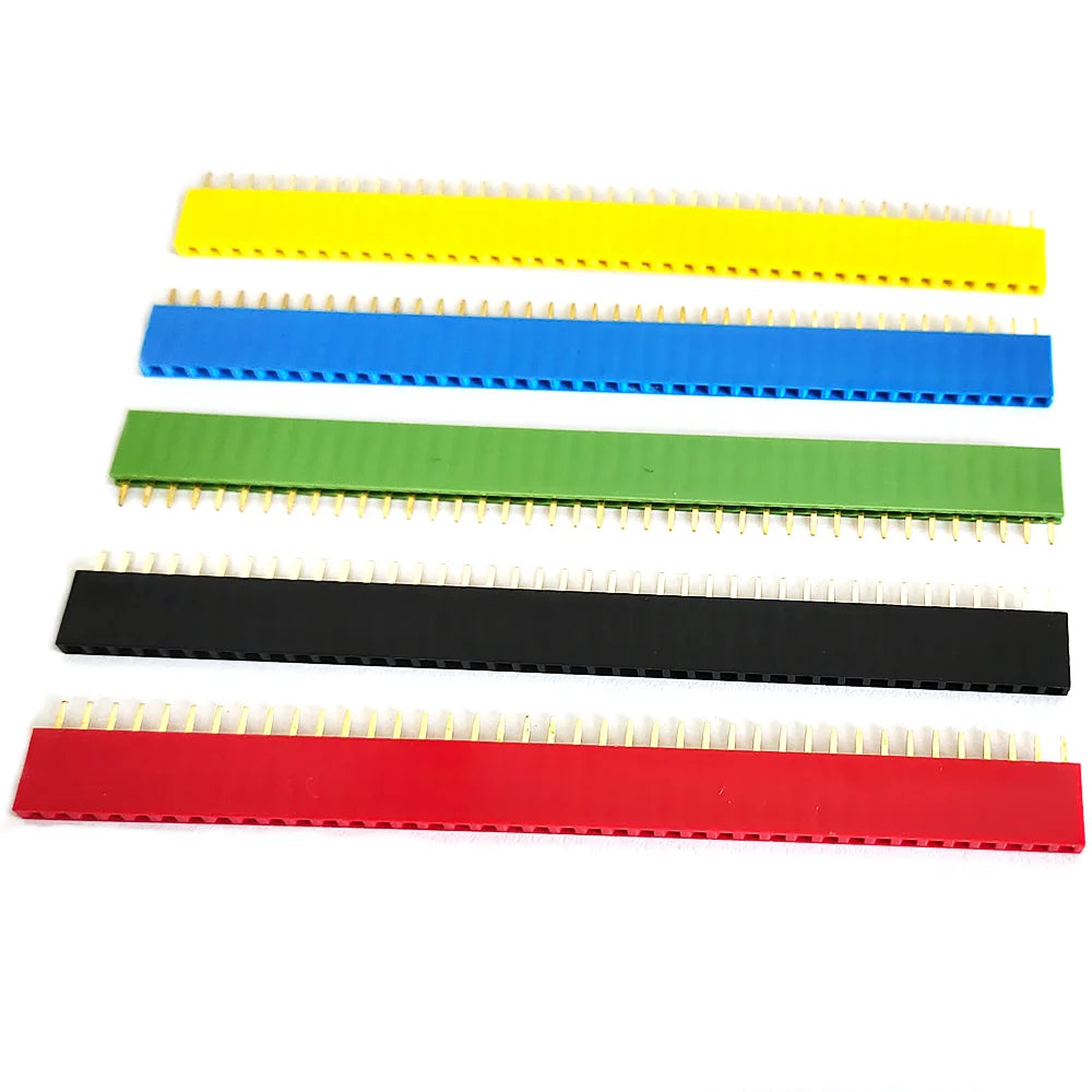 10PCS 2.54mm Pitch Single Row Female PCB Board Pin Header Connector Strip Pinheader 1x40pin Colourful Socket 2/3/4/6/8/10/16/40p