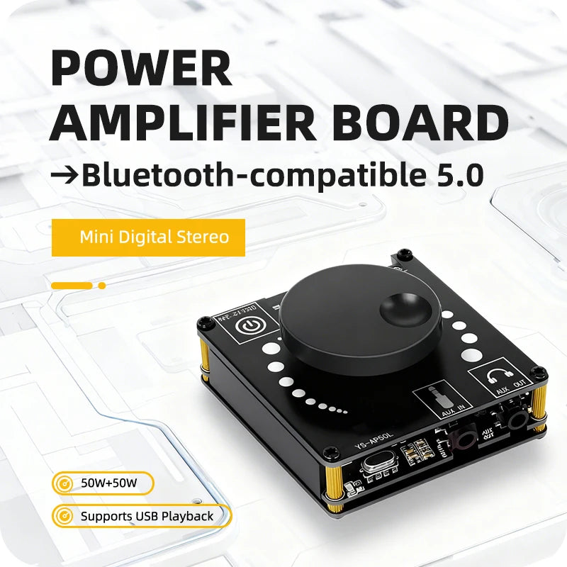 Power Amplifier Board Stereo Digital Amplifier 50WX2 - Mini Speaker Power Board Module Bluetooth 5.0 Hi-Fi Amp 50W+50W