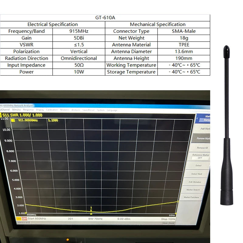 GIZONT LoRa 915MHz Antenna 17CM For MeshTastic LoRaWan 902-928MHz 20CM SMA Flexible Whip Antenna 40CM Enhanced Antenna