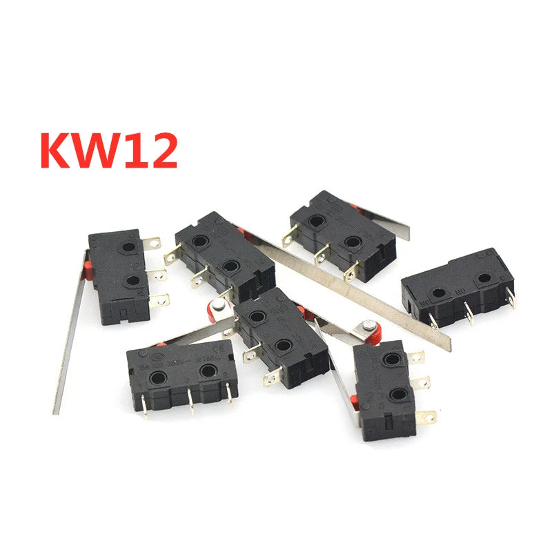 40PCS/Box Mini Micro Limit Switch - NO NC SPDT 2P/3P Terminals 5A 125V/250V Roller Arc Lever Snap Action Switch