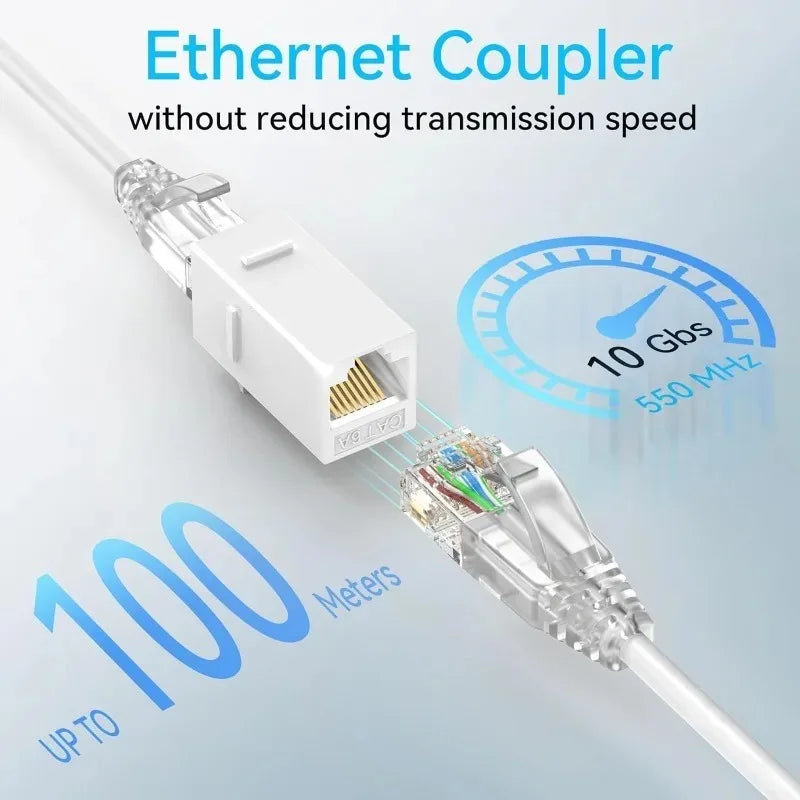 50/1Pcs RJ45 Network Ethernet Dual Straight Head Lan Cable Connectors Universal Female To Female Internet Keystone Jack for Cat6