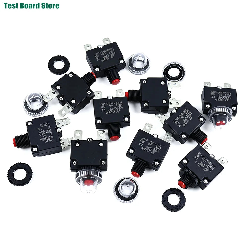 2/5Pcs Circuit Breaker Overload Protector Switch Fuse 3A 4A 5A 6A 7A 8A 10A 12A 15A 20A Resettable With & Without Waterproof Cap