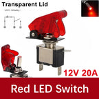 Auto Car Boat Truck 12V LED Toggle Switch Light Illuminated 3pin ON Off 20A with Safety Aircraft Flip Up Cover Guard Red Green