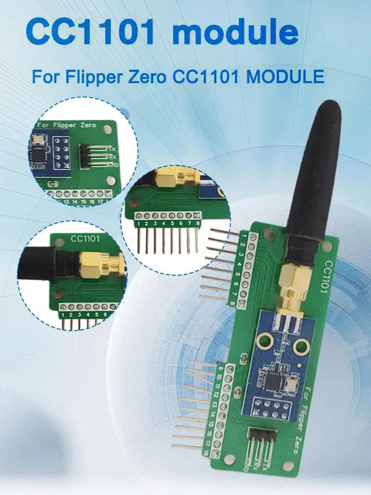 For Flipper Zero CC1101 Module Development Board 433MHz Sub-GHz GPIO Antenna for Flipper Zero External devBoard Attachment