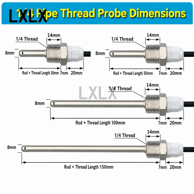 SHTC3 SHT40 SHT30 SHT20 SHT31 SHT35 SHT45 Digital Temperature Humidity Sensor Probe G1/2 Thread I2C IIC Interface