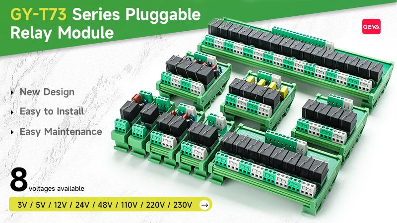 GEYA Pluggable Relay Module 1 Channel AC/DC 24V 12V 110V 220VAC Din Rail Mounted GSM Relay Control Timer Module