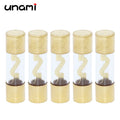 5Pcs 10x38mm Gold Plated Glass AGU Fuse 10A 15A 20A 25A 30A 40A 50A 60A 70A 80A 100A Car Audio Amp Amplifier Car Fuses