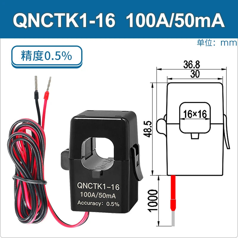 Clamp CT Current Transformer QNCTK1-16 100A 50mA 50A 25mA 100A 40mA 50A 20mA Open Current Sensor Split Core Current Transformer