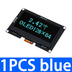 GREAT IT  2.42" 2.42 inch LCD Screen White BLUE 128x64 OLED Display Module IIC I2C SPI Serial for C51 SPD0301
