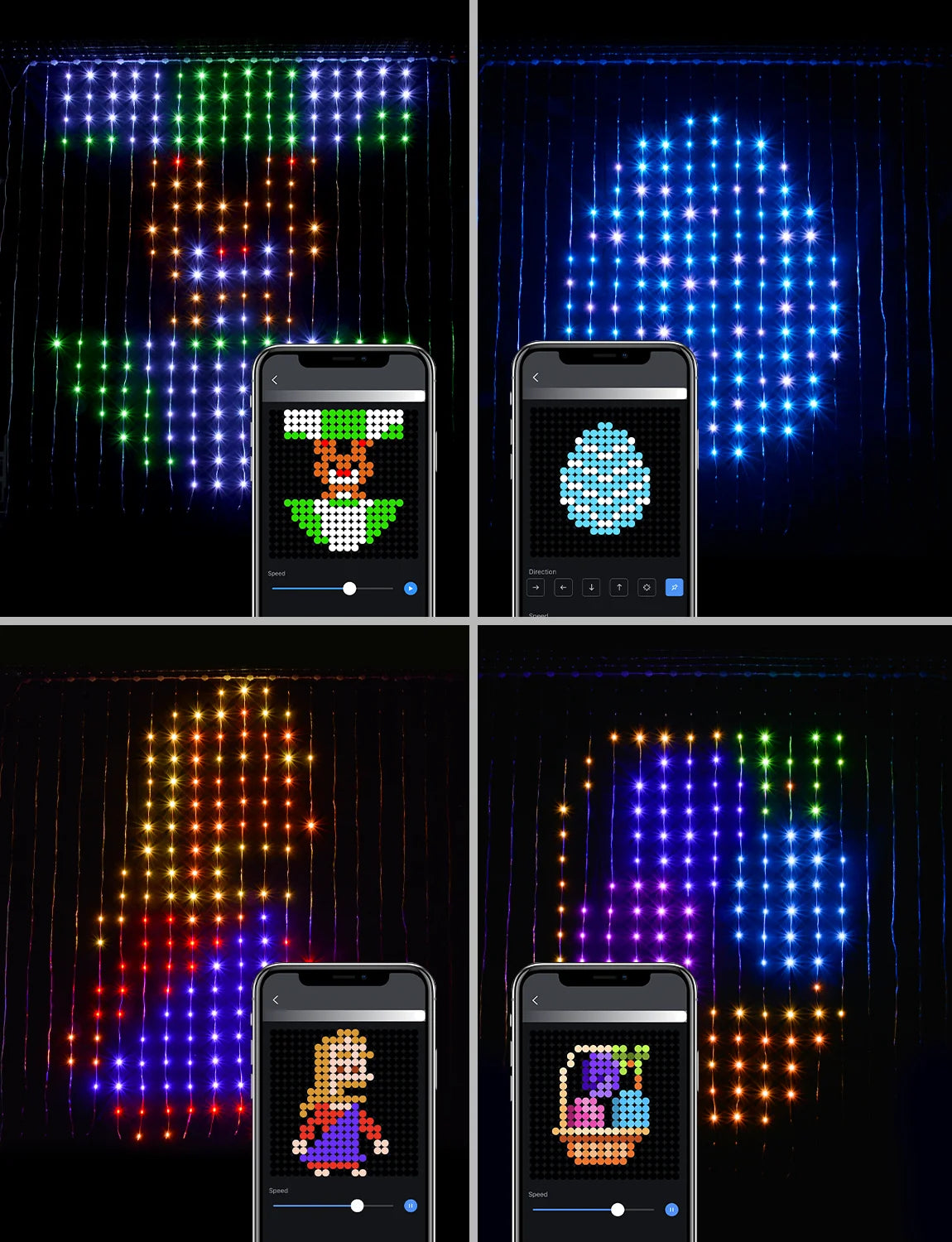 Led Smart Curtain Lights New Year's Garland App RGB Fairy Lights DIY Music Change Display for Window Christmas Room Decoration