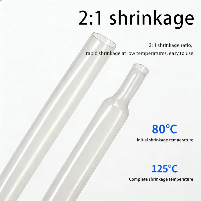 1/2/5M Clear 2:1 Heat Shrink Tube Diameter 0.6mm~120mm Wire Repair Protector Polyolefin Insulated Shrinkable Cable SleeveTubing