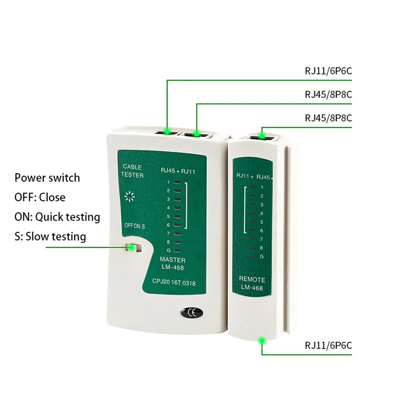 RJ45 RJ11 Network Cable Tester Cat5 Cat6 UTP LAN Cable Tester Tool Networking Wire Telephone Cable Line Detector Tracker Tool