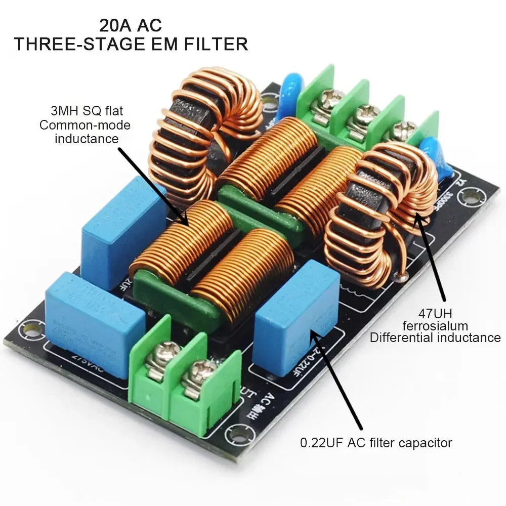 4A 10A 20A 3-stage EMI Power Filter Board AC 110V 220V EMI Filter FCC Electromagnetic Interference DIY Kit