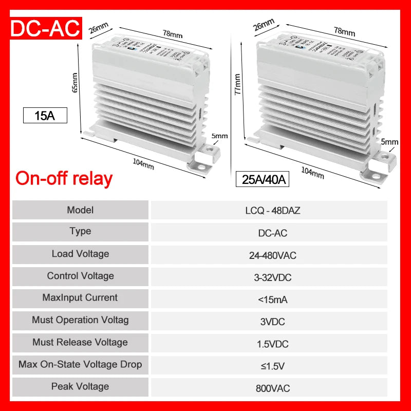 LCTC Solid State Relay DIN Rail Slim SSR 10/15/25/40A 0-10V 0-5V 4-20mA Voltage Regulator Relay With Heat Sink DC-AC DC-DC AC-AC