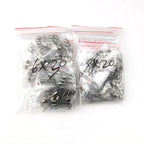 100Pcs Glass Fuse Assortment Kit, 10 Sizes (5x20mm & 6x30mm) 0.5A-20A 250V Fuse DIY Electronic Repair Component Set