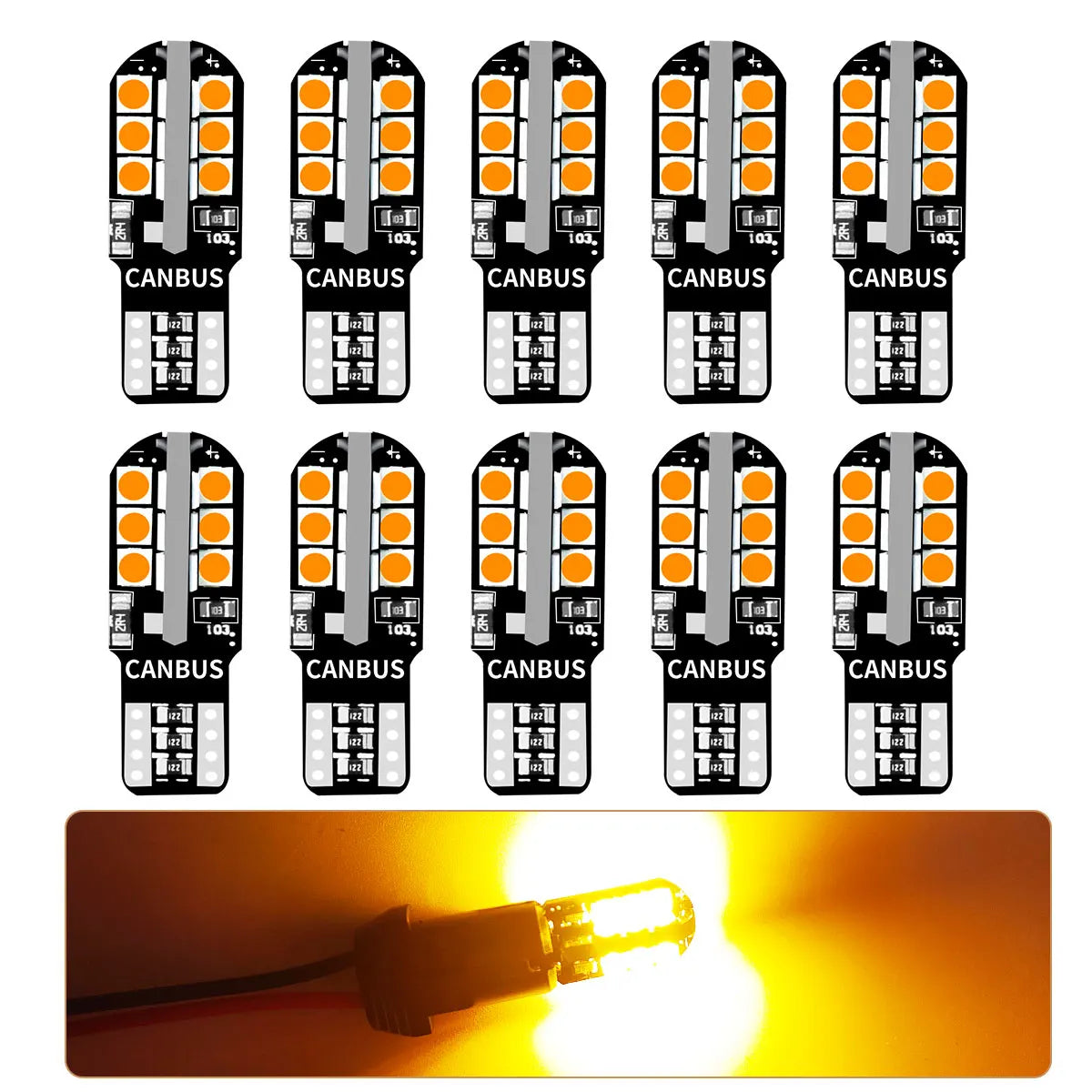 Car Signal Bulbs W5W WY5W 192 194 168 3030 24SMD LED T10 Super Bright 600LM Colors Options for Car Turn Signal Brake Stop Lights
