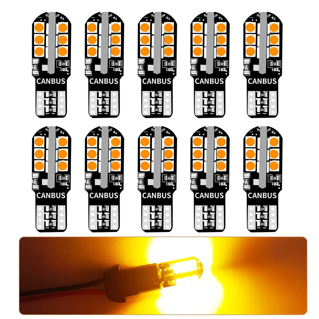 Car Signal Bulbs W5W WY5W 192 194 168 3030 24SMD LED T10 Super Bright 600LM Colors Options for Car Turn Signal Brake Stop Lights