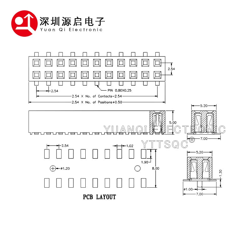 10pcs 2.54mm SMT PH5 2x3/4/5/6/7/8/10P/13P/20P Double Row Short Low Profile SMD Surface Mount Female PCB Header Socket Connector