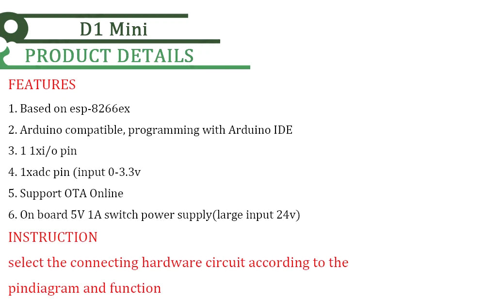 XCW WeMos D1 Mini TYPE-C/Micro USB ESP8266 ESP-12F CH340G V2 Module WiFi D1 Mini Development Board 3.3V With Pin For Arduino