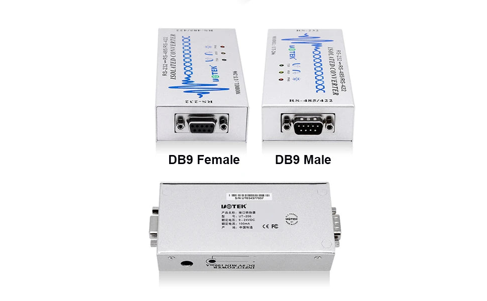 UOTEK RS-232 to RS-485/422 Optoelectronic Isolated Converter NO Delay RS232 RS485 RS422 Adapter UT-206