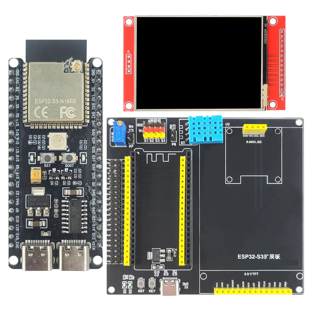 ESP32-S3-DevKitC-1 Development Board Kit With 2.8 Inch TFT LCD BT 2.4G Wifi Module N16R8 8MB PSRAM 16MB FLASH 42Pin CH340C TypeC