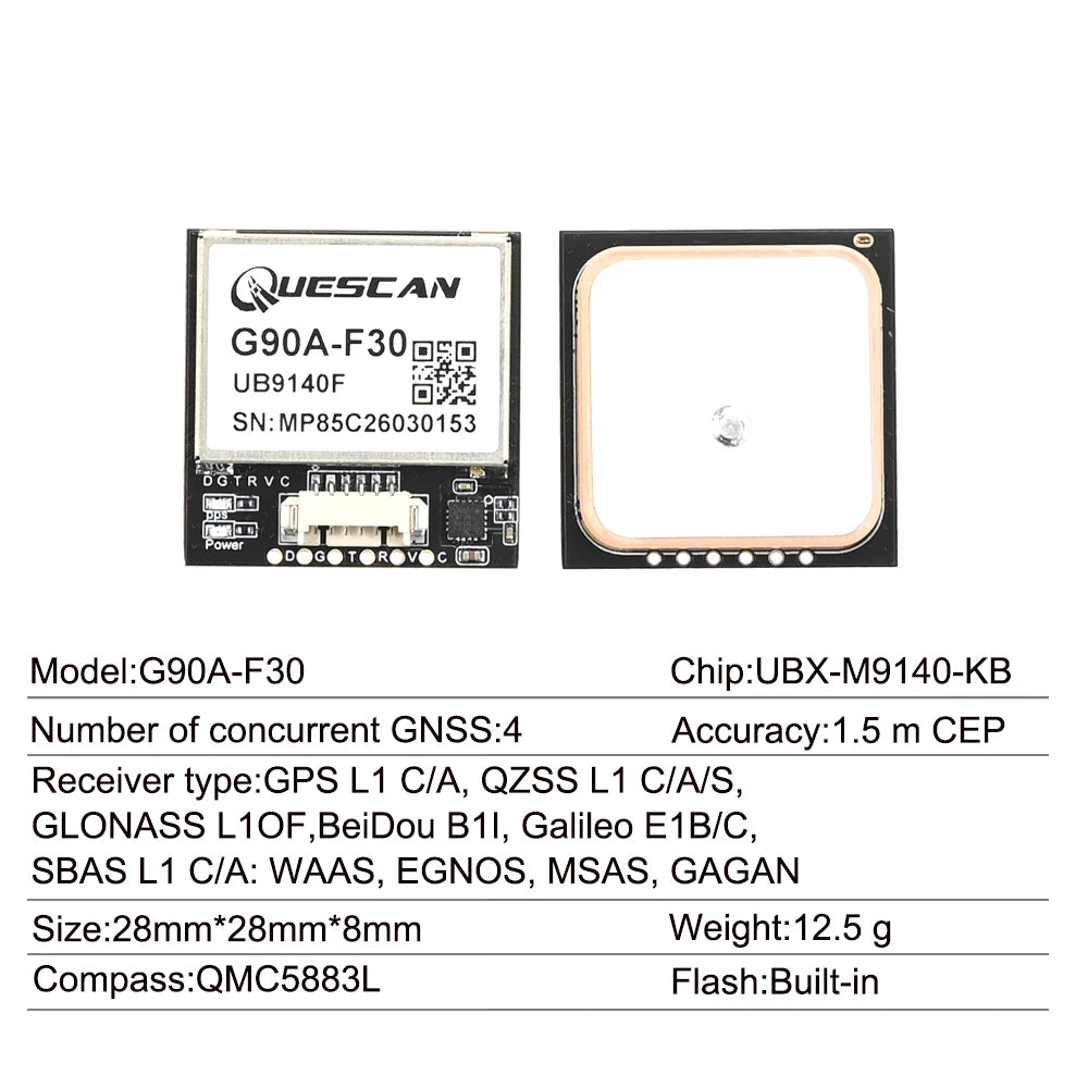 QUESCAN Ublox M10 M9 10Hz GPS Module GNSS Galileo BeiDou GLONASS QZSS SBAS ESP32 Arduino STM32 NMEA GPS Receiver ublox10 ublox9
