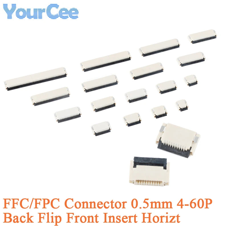 10PCS FFC/FPC Connector Flat Cable Socket 0.5MM Adapter 4/6/8/10/12/14/16-30/32/40/50/60 Pin Back Flip Front Insert Horizt