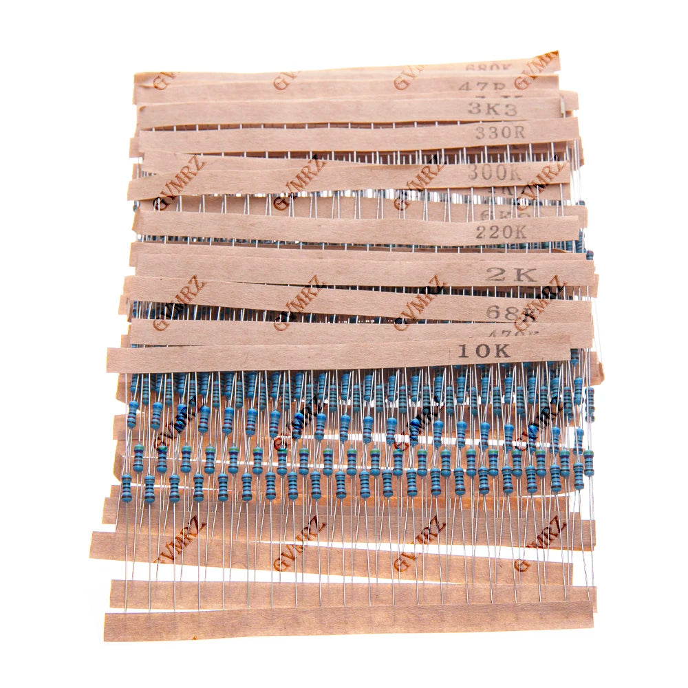600PCS 30Values 1/4W Metal Film Resistor Assortment Kit -20PCS Each, Boxed for Electronics DIY, Projects & Repair