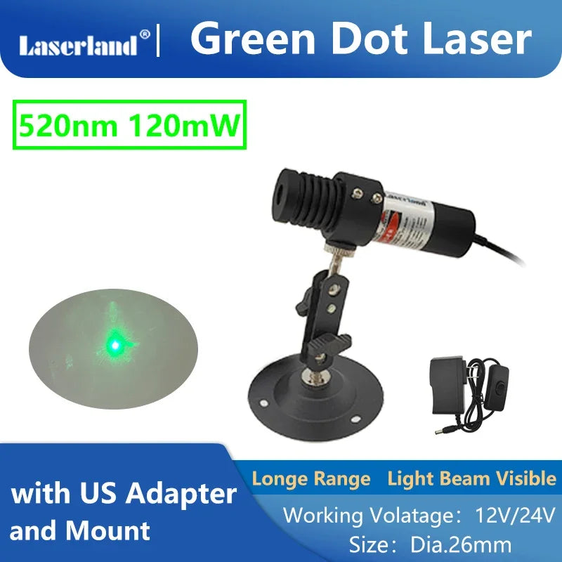 Long Range Light Beam Visible 520nm Green Dot Laser Module Diode Locator Focusable for Tunnel
