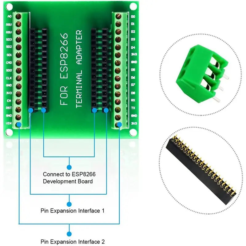 ABKQ-5X Breakout Board Expansion Board GPIO 1 Into 2 For 38 Pins ESP-12E Nodemcu Development Board