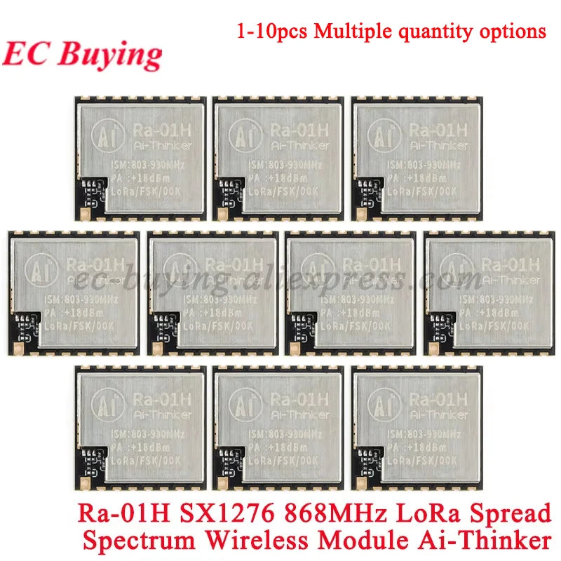 10Pcs/1pc SX1276 Ra-01H LoRa Wireless Spread Spectrum RF Module Communication 868MHz 3.3V Serial SPI Interface Ra-01 Adapter