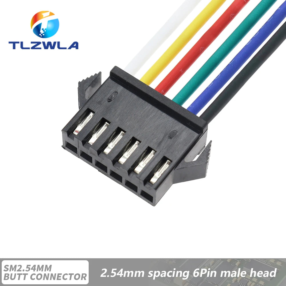 10PCS JST SM 2/3/4/5/6Pins 2.54MM Plug Male to Female Wire Connector cable pigtail Plug LED Connecting line 20cm Long