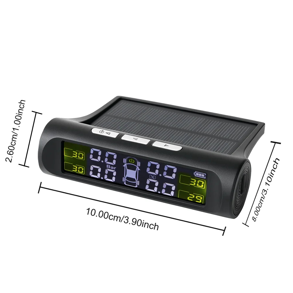 Digital LCD Display Universal Smart Car TPMS Tyre Pressure Monitoring System Auto Security Alarm Solar Charging