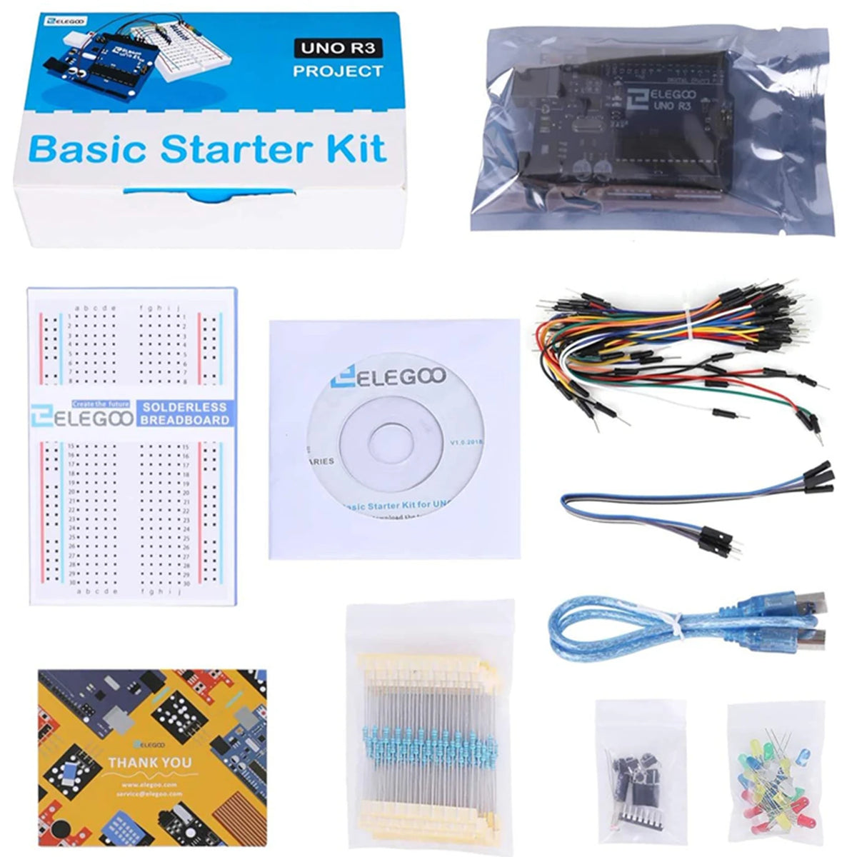 ELEGOO UNO Project Basic Starter Kit with Tutorial and UNO R3, Compatible with Arduino® IDE — DIY Electronic Kit