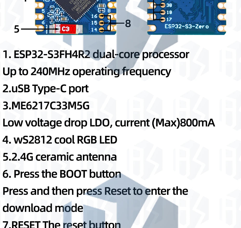 ESP32-S3 ESP32-C3-Zero 3.3v/5v  Mini Development Board WiFi Bluetooth esp32 for arduino