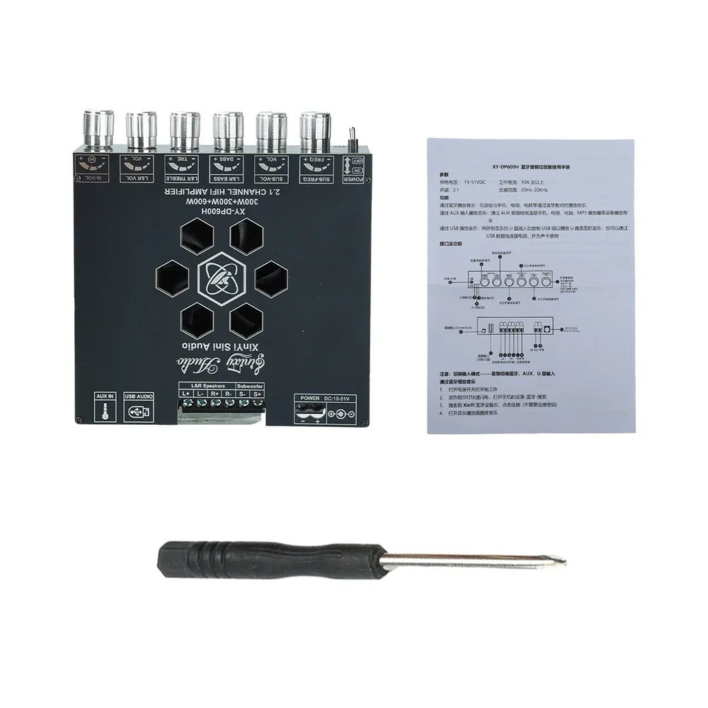 XY-DP600H High-Power Bluetooth Digital Sound Amplifier Board 2.1 Channel Subwoofer 300W*2+600W TPA3255 Chip for Home DIY Speaker