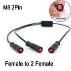 Waterproof m8 2 Pin way Y Splitter 1 male female to female male cable Splitter Connector 9mm Signal Sensor  E-bike Motor