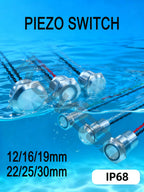 IP68 Piezo Switch 12/16/19/22/30mm Latching Waterproof Metal Touch Switch Stainless Steel Momentary Piezoelectric Ceramic Switch