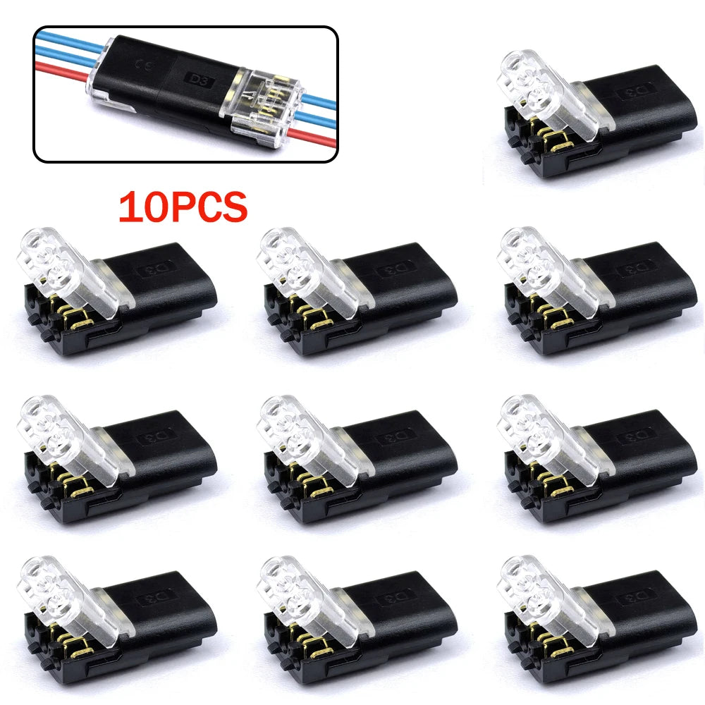 10/30/50pcs wire connect terminal connector, 3-pin Bidirectional Plug-in Cable Buckle Connector DC Lock Cover Suitable LED
