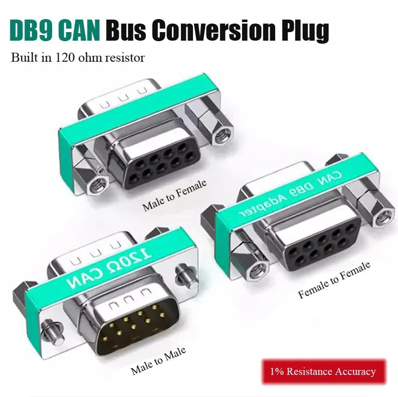 1% Accuracy DB9 Male to Female Conversion Pug CAN Bus Conversion Head Serial Port Built-in 120 ohm CAN Terminal Resistance